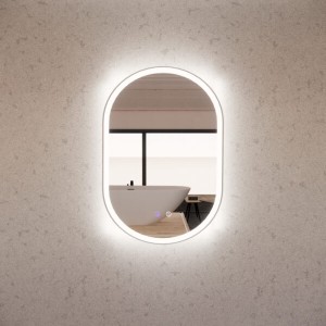 Oval 01 Led Mirror With Brushed Nickel Framed 600 * 900